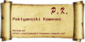 Peklyanszki Kemenes névjegykártya